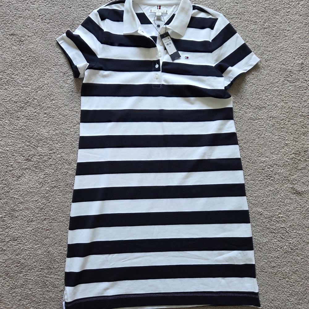Tommy Hilfiger Black and White Striped Mini Dress